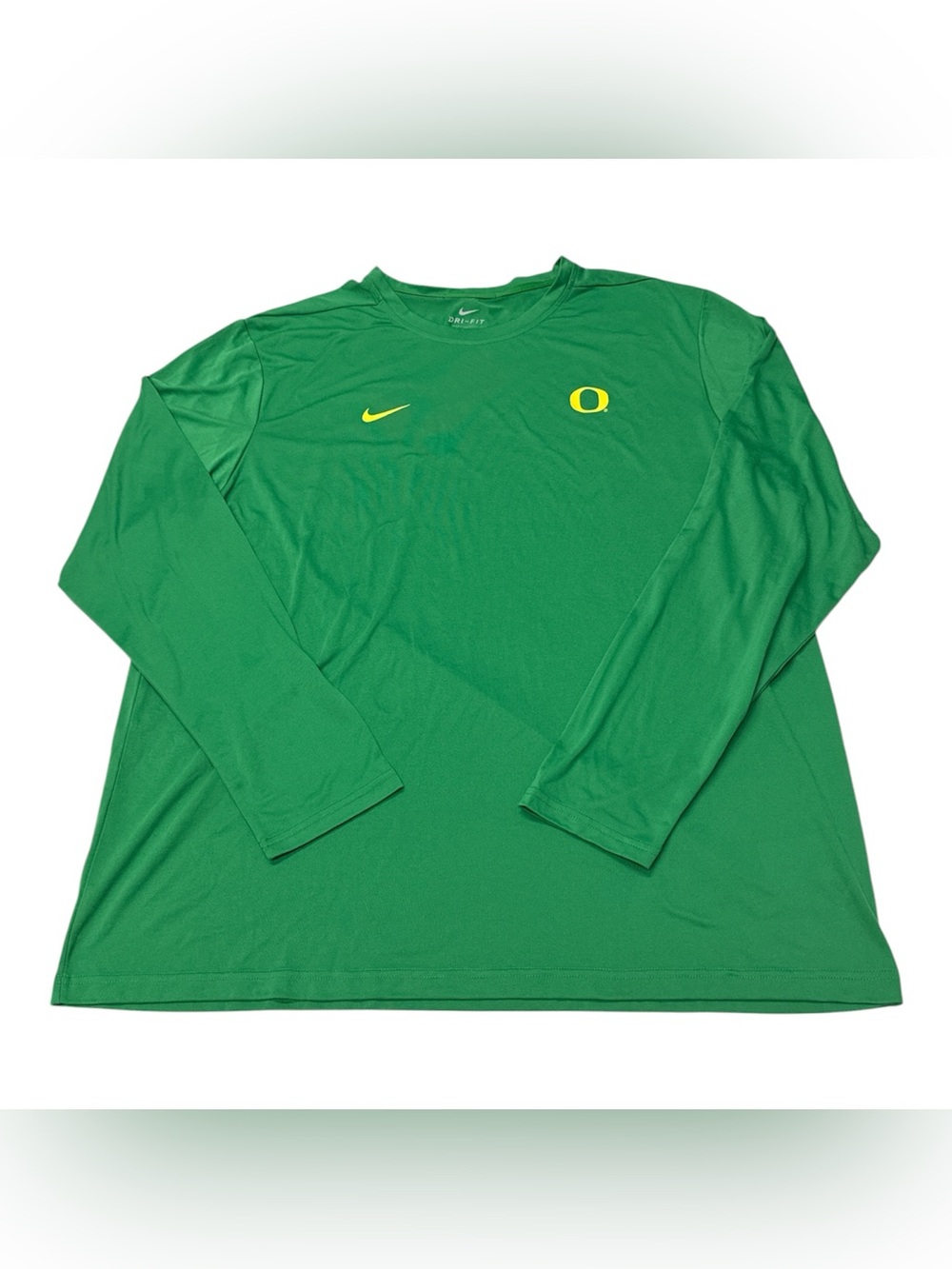 Nike Oregon Ducks NCAA Football Green Dri Fit Long Sleeve T Shirt Mens 2XL